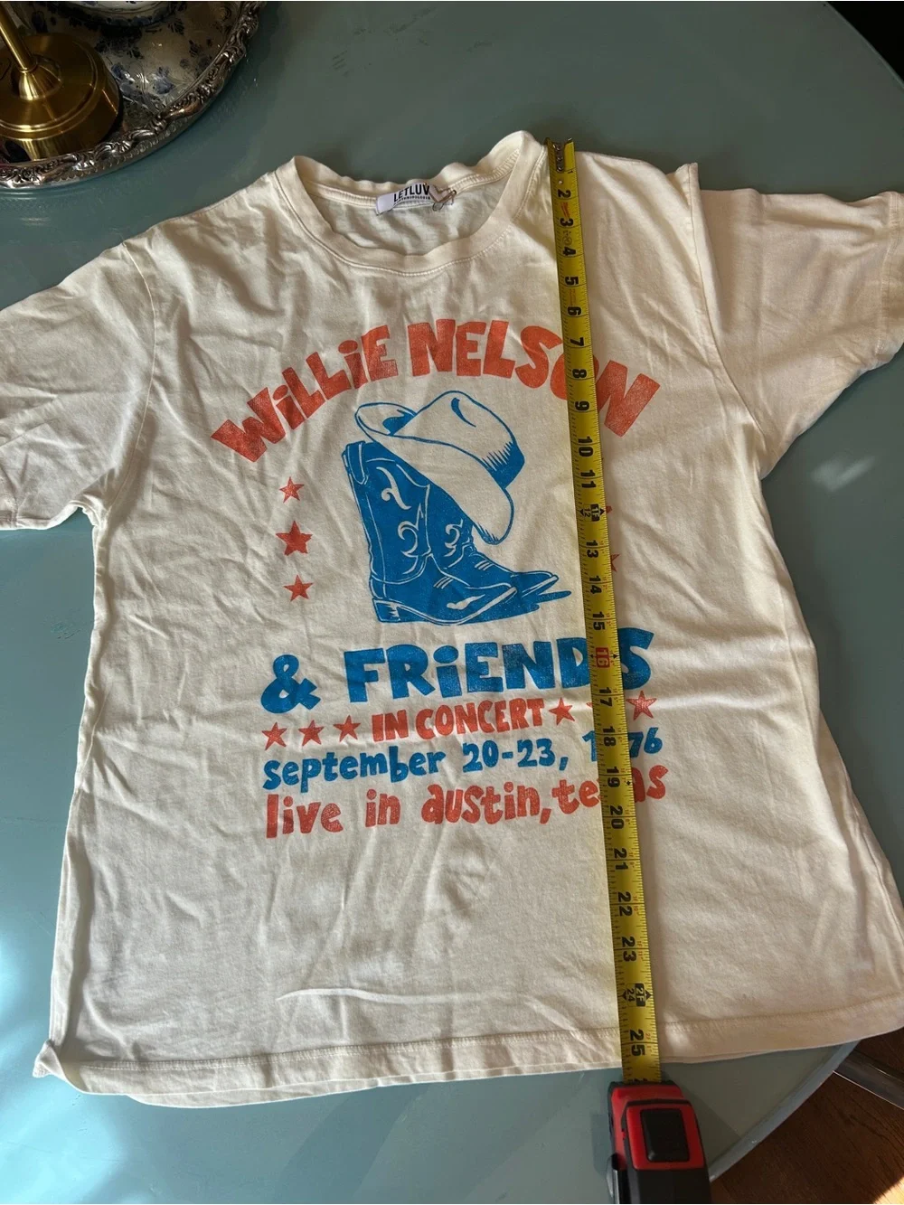 Willie Nelson & Friends Graphic Tee - Cream with Red & Blue - Picture 1 of 4